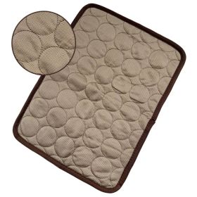 Pet Dog Cat Ice Silk Cold Nest Pad For Cooling In Summer (Option: Brown-102x70cm)