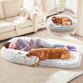Human Dog Bed 71 X 43 X12 Dog Beds For Large Dogs Foldable Plush Washable Dog Bed For People Doze Off, Orthopedic Dog Beds For Humans Size Fits Y (Option: Gray)